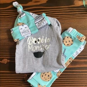 Infant onesie, pants and hat set